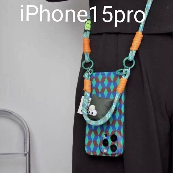 iPhone15proケース スマホ ハンド ショルダーストラップ 派手 可愛い 目立つ おしゃれ プレゼント 子供 キッズ 韓国