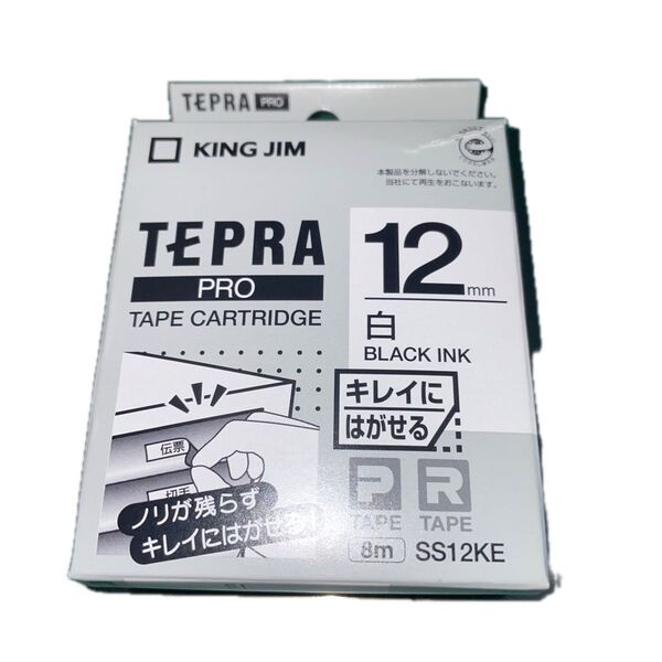 【新品未開封品】テプラ PROテープカートリッジ キレイにはがせるラベル SS12KE 12mm(白・黒文字)純正