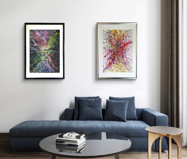 私たちの存在X セット/ 抽象画 77×56㎝ B2 額縁セット 原画1点のみ