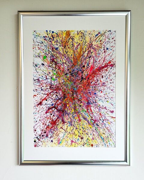 私たちの存在X / 抽象画 77×56㎝ B2 額縁セット 原画1点のみ モダンアート インテリア ギフト おしゃれ