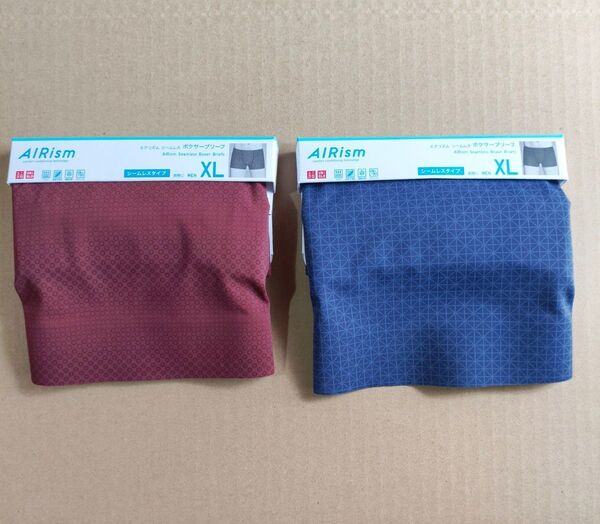 XL ユニクロ エアリズム シームレス ボクサーブリーフ パンツ 新品 ブルー レッド 模様あり UNIQLO 現行最新モデル!