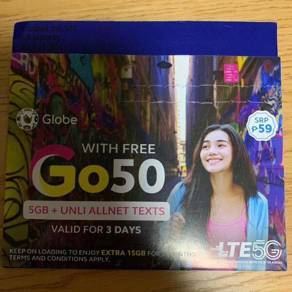 SIMカード 1枚 フィリピン SIM Globe Card 5G 4G LTE Sim roaming Globe プリペイド