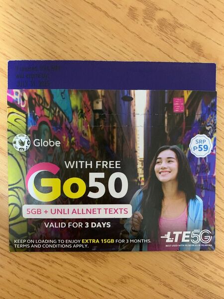 SIMカード 1枚 フィリピン SIM Globe Card 5G 4G LTE Sim roaming Globe プリペイド
