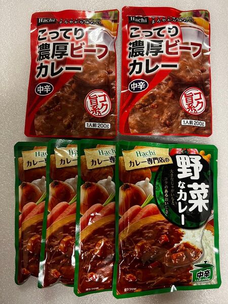 ハチ食品 野菜なカレー 中辛 200g×4袋 こってり濃厚ビーフカレー 中辛 200g×2袋