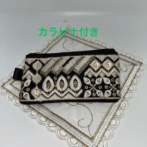 インド刺繍リボン ミニポーチ