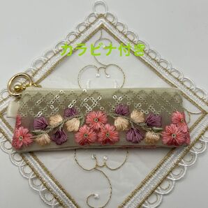 インド刺繍リボン ミニポーチ