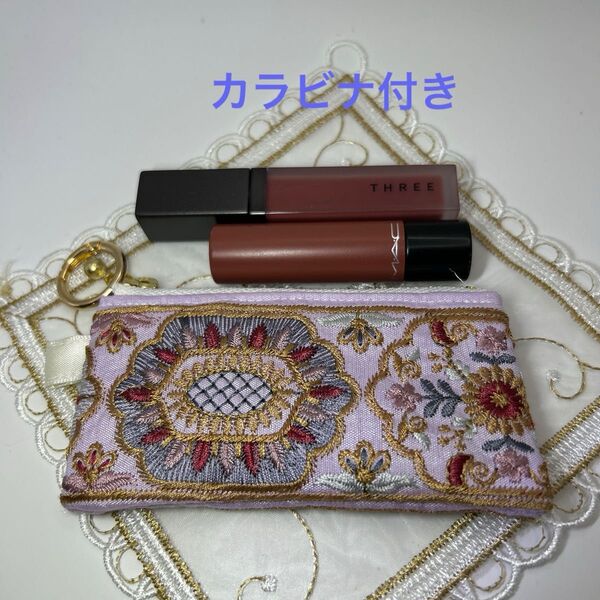 インド刺繍リボン ミニポーチ