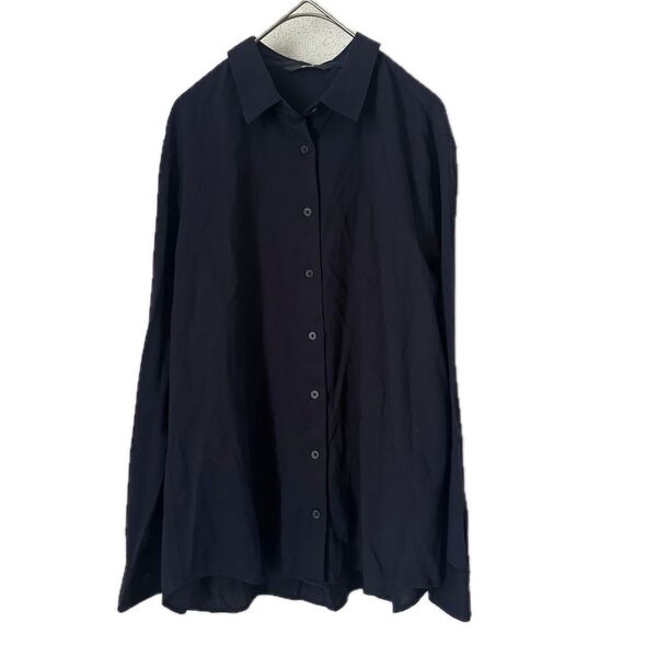 UNIQLO ユニクロ 長袖シャツ ブラック トップス ブラウス ワイシャツ とろみ カッチリ 黒