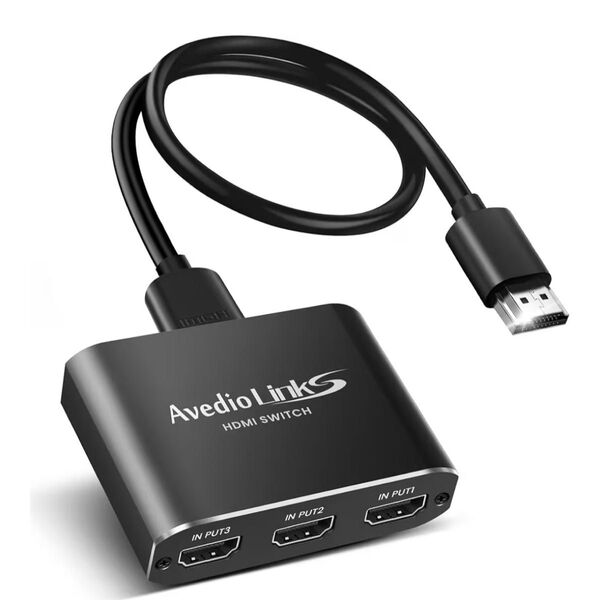 avedio links HDMI 切替器 4K 60Hz 高速HDMI2.0ケーブル付属(1.2m) 黒