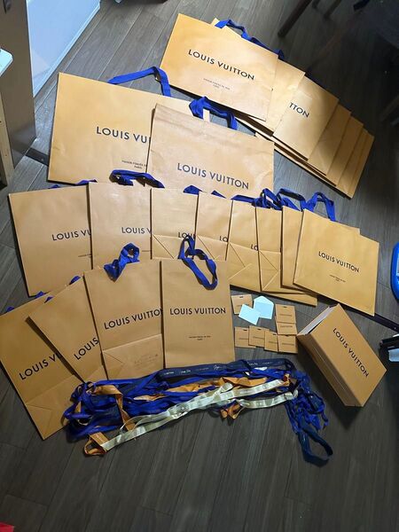 ルイヴィトン 空箱&紙袋&リボン&メッセージカード ルイヴィトン ショッパー LOUIS ショップ袋 ヴィトン