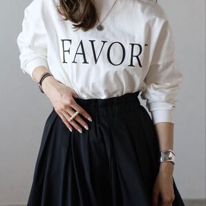 新品未使用タグ付bonjour saganボンジュールサガンFAVORIピグメントロンT長袖ロゴTシャツFreeフリーオフホワイト