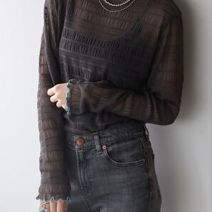 新品未使用タグ付きボンジュールサガンbonjour sagan配色パイピングシアータートルプルオーバーチャコールグレーFree