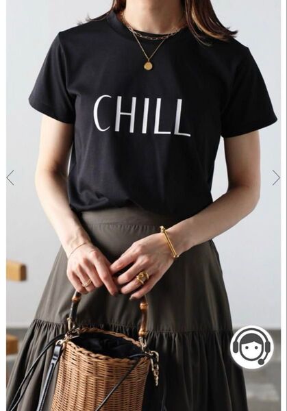 新品未使用タグ付きBonjour saganボンジュールサガンCHILLロゴTシャツFreeフリー黒ブラック半袖コットン綿100%