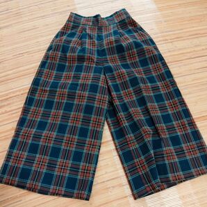 女の子 チェックフレアパンツ パンタロン ブーツカット GU はばひろ 暖か ロングパンツ おしゃれデザイン140