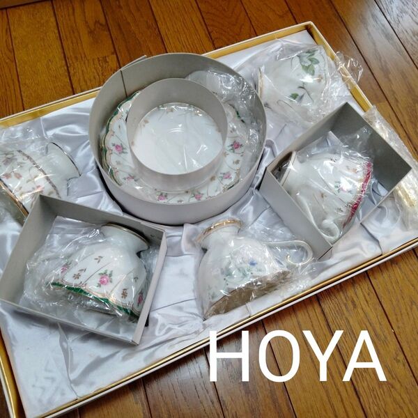 ■処分価格■コーヒー カップ&ソーサー コレクション ホヤ HOYA 新品未使用 プレート スプーン 花柄 5客セット