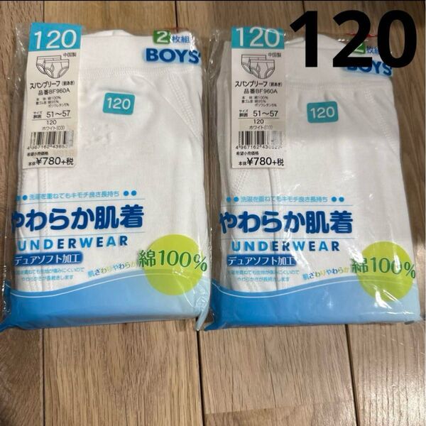 新品 グンゼ 120 男の子 ブリーフ 4枚セット 綿100% パンツ 下着 白