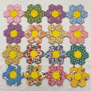 ②しつけ済み 16mm ヘキサゴン カットクロス 112個 お花16個分 30'sカラー KAWAGTCHI