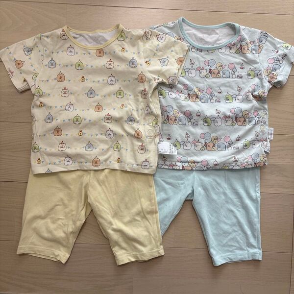 ユニクロ すみっコぐらし 半袖 パジャマ 2セット 100 水色 黄色
