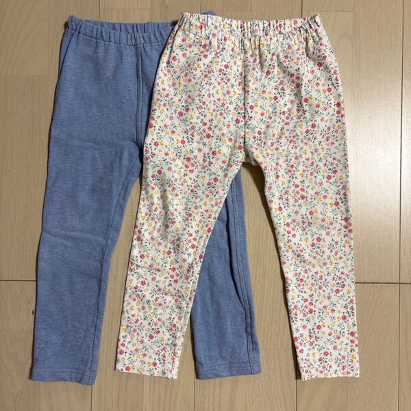 レギンス 2枚セット 100サイズ 花柄 白 水色