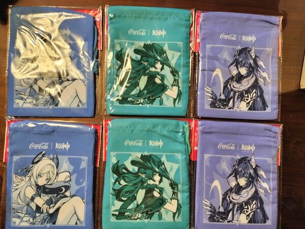 原神 コカコーラ 巾着ポーチ 新品 3種6個