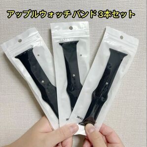 アップルウォッチ ラバーバンドML38/40/41mm シリコン黒色 HB0082