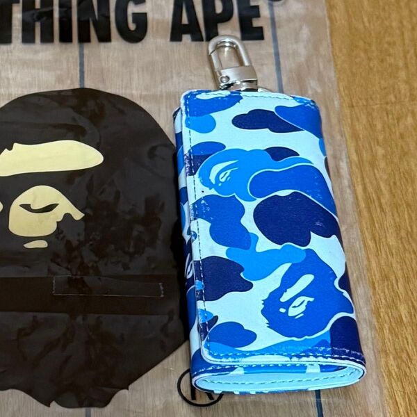 A BATHING APE キーケース ブルー エイプ