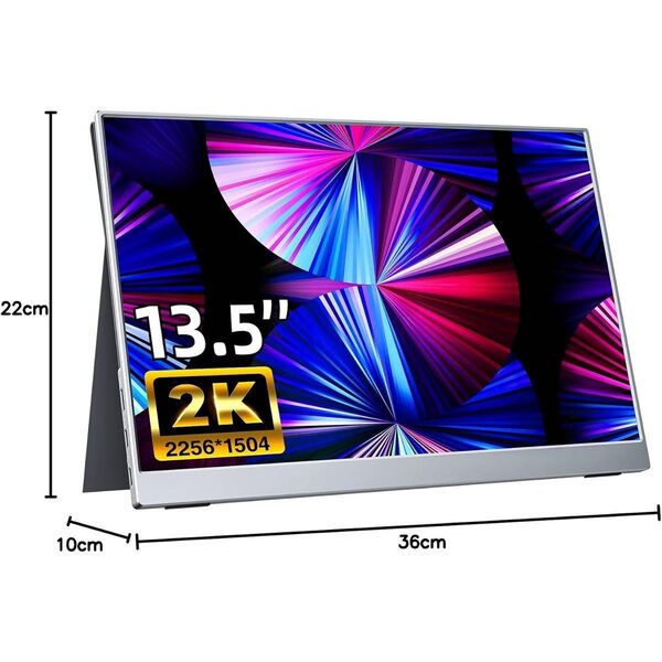 美品 2K 軽量 モバイルモニター 13.5インチ 非光沢IPS アルミ製 kksmart