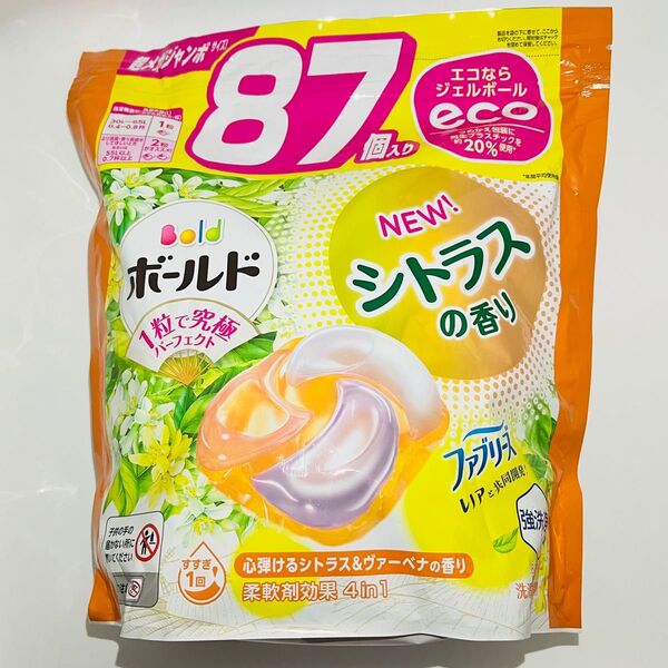 P&G ボールド ジェルボール 柔軟剤効果4in1 シトラス&ヴァーベナの香り 詰め替え 超メガジャンボ 87個入