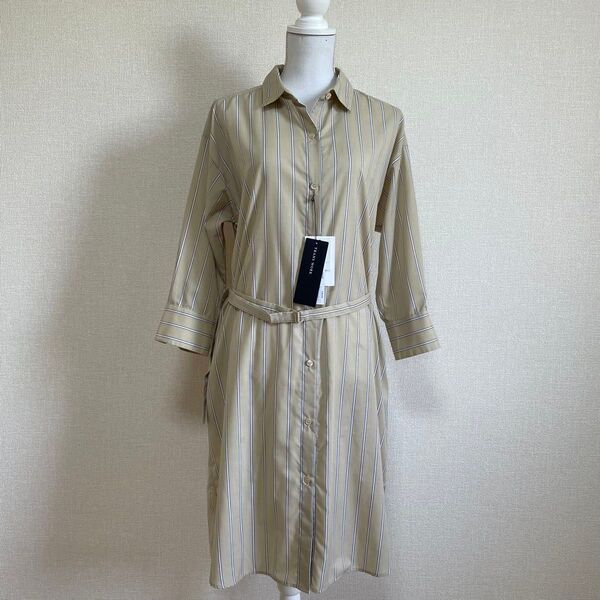 新品 トランスワーク TRANS WORK 麻混シャツワンピース 40 春夏