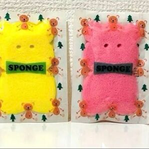 スポンジ くま クマ ベア 4点 赤 黄色 ピンク アニマルスポンジ ボディスポンジ