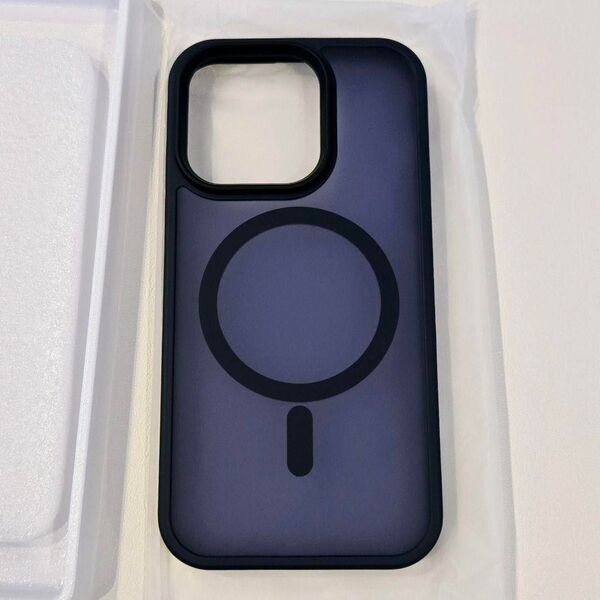 iPhone14Pro ケース 半透明 マグネット搭載 ワイヤレス充電 ブルー ネイビー iPhone カバー ケース