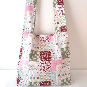 ハンドメイド 和柄パッチワーク風 エコバッグ