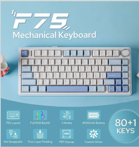 未使用・未開封 aula f75 ゲーミングキーボード ガスケット メカニカル