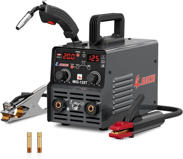 GZ GUOZHI 溶接機 100v 半自動 125A アーク溶接 ノンガスワイヤー溶接 電気溶接機 MIG-125T