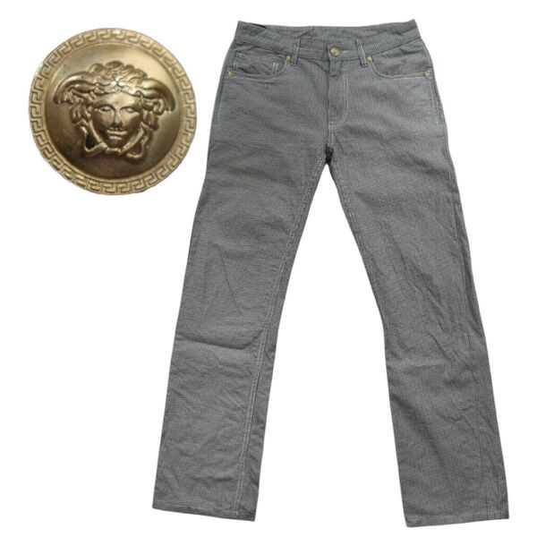 2012SS GIANNI VERSACE 千鳥格子柄パンツ メデューサボタン29 イタリア製 最上級ライン 定価14万円