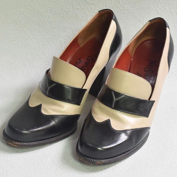 Yves Saint Laurent イヴサンローラン ヴィンテージ パンプス 34.5 バイカラ Yモチーフ ヒール Clara