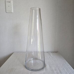 花瓶 ガラス製 花器 口元狭い(6.5cm) 高さ40cm 底の直径15cm 昭和レトロ フラワーベース【24h以内に発送可】