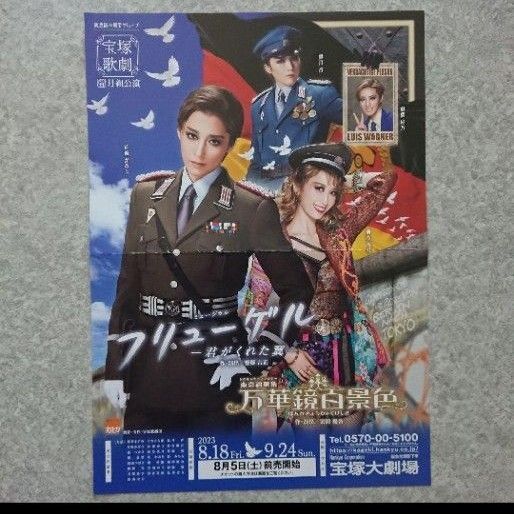 宝塚歌劇団「月組 フリューゲル -君がくれた翼-/万華鏡百景色(ばんかきょうひゃくげしき)」チラシ