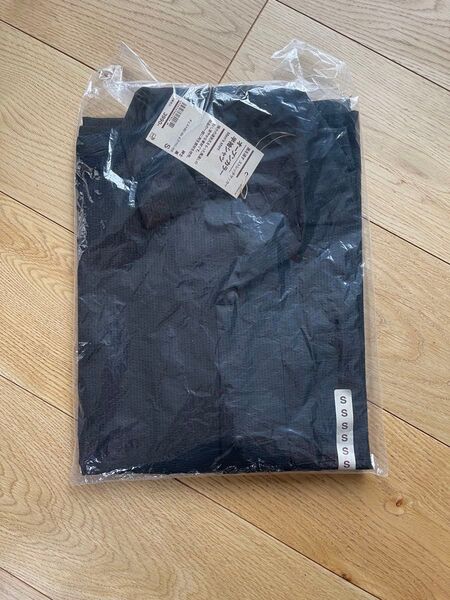 無印良品 風を通すストレッチサッカーオープンカラー半袖シャツ 紳士S・黒
