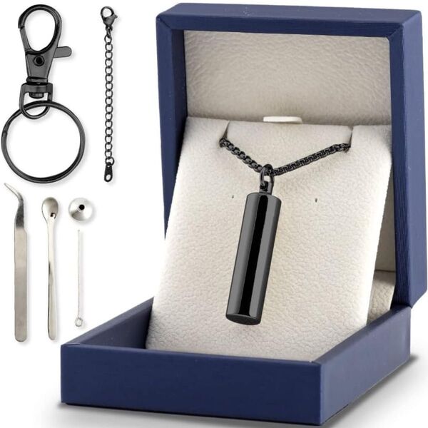 遺骨ネックレス 手元供養 メモリアル ペンダント ブラック 新品