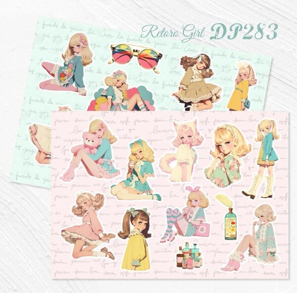 【DP283】デザインペーパー レトロ ガール コラージュシート