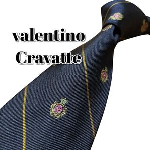 ★valentino Cravatte★ ネイビー系 ストライプ イタリア製