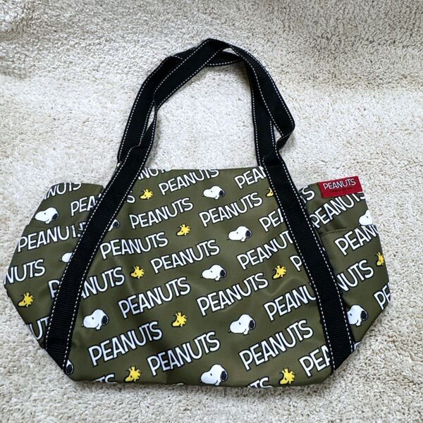 【美品】PEANUTS スヌーピー バルーントート トートバッグ 緑 ショルダータイプ