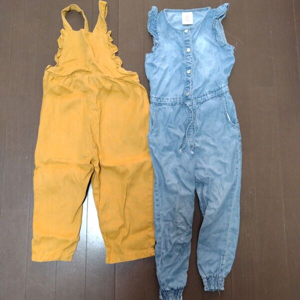 フリル付きオーバーオール 98cm 2本セット ZARA エイチアンドエム