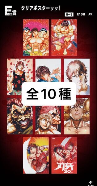 一番くじ 刃牙~世界は、拳ひとつで変えられる~E賞 クリアポスターッッ!全10種の販売