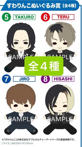 GLAY 30th Anniversaryエンタメくじ vol.2 すわりんこぬいぐるみ賞の全4種の販売