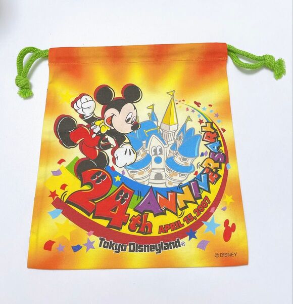 【未使用】ディズニー ディズニーランド 24周年 ミッキー 巾着