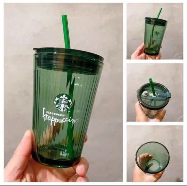 STARBUCKS タンブラー 375ml ガラス シリコンストロー付き 直飲み オシャレ スタバカラー シンプル 海外限定