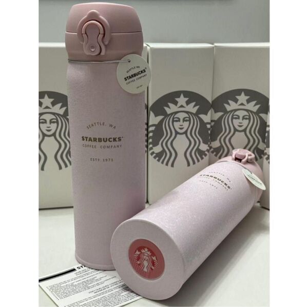 スターバックス 魔法瓶 ピンク キラキラ 水筒 500ml ステンレスボトル 保温 保冷 STARBUCKS 新品 スタバ 人気