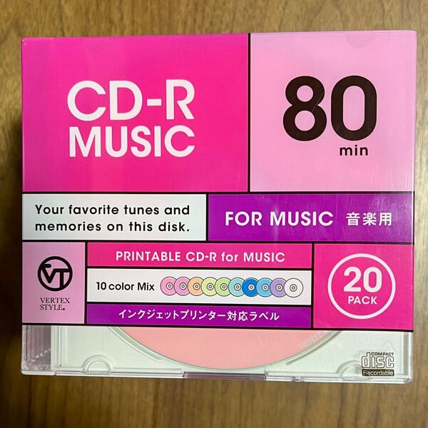 CD-R MUSIC 音楽用 20枚 インクジェットプリンター対応 未使用